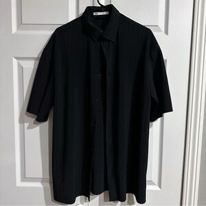 Zara men ribbed texture casual short sleeve shirt summer oversized relaxed
